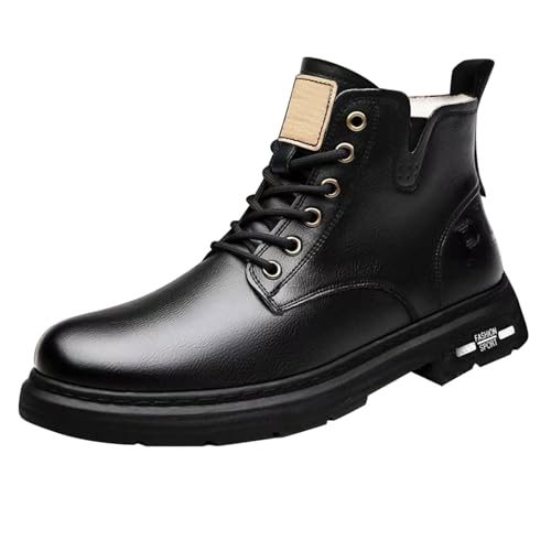 Herren-Lederstiefel – Herren-Schnürstiefel – Arbeit, Reisen, Business-Stiefel, lässige Wanderschuhe, Winter, warme Stiefel, gepolsterte und nicht gepolsterte Schuhe, rutschfest, Arbeitsstiefel, Reiten von Generisch
