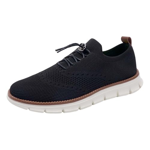 Herren Leichte Mesh-Turnschuhe mit elastischer Spitze, atmungsaktive gestrickte Wanderschuhe, niedrige Oberseite, rutschfeste Sneaker, weich gepolsterte Sohle, Stretch-Obermaterial, flexible von Generisch