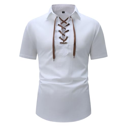 Herren Leinen Kurzarm Hemd Sommer T-Shirts Atmungsaktives Freizeitshirt mit Kordel Kragen Bequemes Lockeres Unifarbenes Oberteil Modisches Kurzarmhemd Alltag Urlaub Leichte Sommerbekleidung für Männer Herren Leinen Kurzarm Hemd Sommer T-Shirts Atmungsaktives Freizeitshirt mit Kordel Kragen Bequemes Lockeres Unifarbenes Oberteil Modisches Kurzarmhemd Alltag Urlaub Leichte Sommerbekleidung für Männer von Generisch