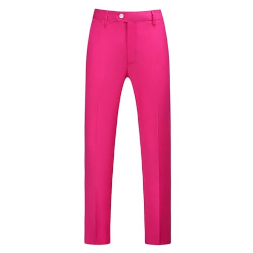 Herren-Leinenhose, Business-Casual-Reißverschlusstaschen, leicht, schmal, große Größe, Hundert, einfarbig, Herrenanzughose, Outdoor-Stern, hot pink, XL von Generisch