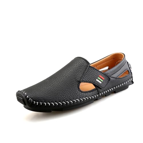 Herren Loafers Freizeitschuhe Slip on Fahrschuhe Penny Loafers Gummisohle Weiche Flache Bootsschuhe, Schwarz , 39 1/3 EU von Generisch