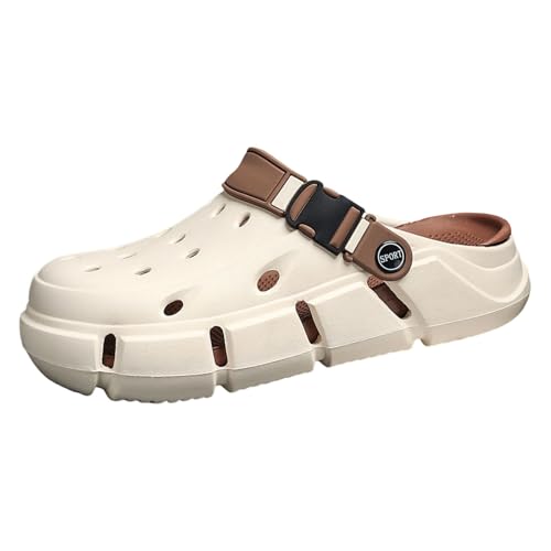 Herren Lochschuhe Sommer Halbzehen Atmungsaktiv Baotou Drag Draußen Tragen Strandschuhe Herren Sandalen Sandalen Drag (Brown, 40) von Generisch