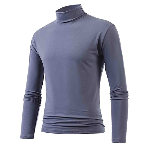 Herren Longsleeve Rollkragenpullover Rollkragenshirt Baumwolle Unterzieh Rolli Elastisch Rollkragen Pulli Langarmshirt (01 Dunkelgrau, M) von Generisch