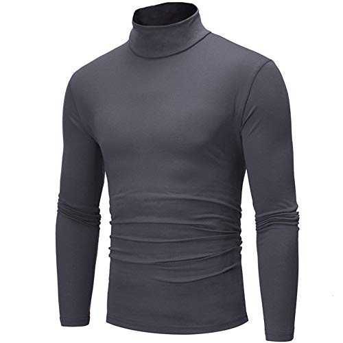 Herren Longsleeve Rollkragenpullover Rollkragenshirt Baumwolle Unterzieh Rolli Elastisch Rollkragen Pulli Langarmshirt von Generisch