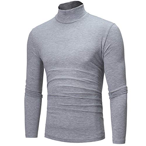 Herren Longsleeve Rollkragenpullover Rollkragenshirt Baumwolle Unterzieh Rolli Elastisch Rollkragen Pulli Langarmshirt von Generisch