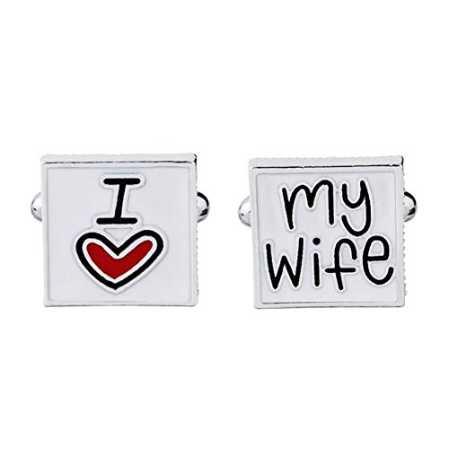 Herren-Manschettenknöpfe "I Love My Wife" Buchstabe Hemd Anzug Manschettenknöpfe Hochzeit Valentinstag Geschenk Haltbarkeit von Generisch