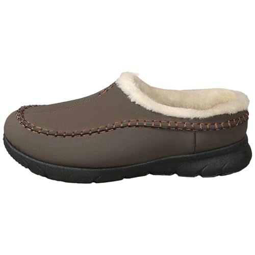 Herren Memory Foam Indoor Outdoor Warme Wolle Gefüttert Hausschuhe Rutschfeste Gummisohle Mokassin Hausschuhe Slip On Bequeme Hausschuhe Plüsch Shearling Futter Ideal für kühle Morgen, coffee, 45 EU von Generisch