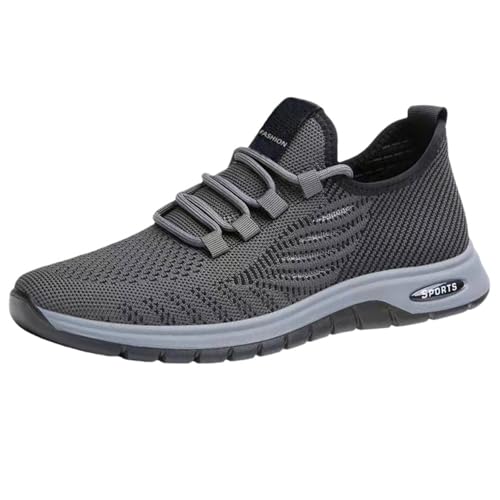 Herren Mesh Turnschuhe Slip On Atmungsaktiv Joggingschuhe Mode Walking Sportschuhe Anti-Rutsch Outdoor Sportschuhe Leicht Bequem Casual Footwear Wide Fit Trekkingschuh, grau, 38 2/3 EU von Generisch