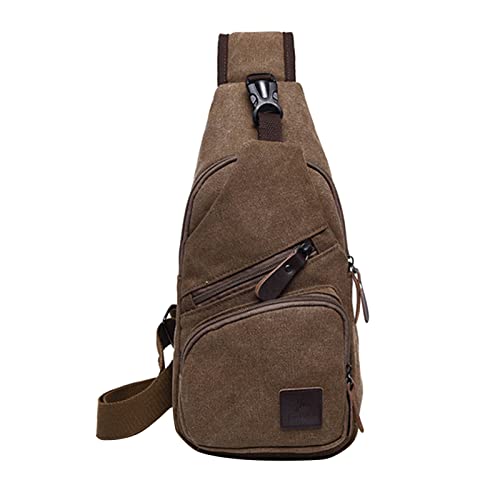 Herren Messenger Bag Fashion Outdoor Canvas Brusttasche Multifunktionale Tasche Reiserucksack Mikrofaser Kuriertasche, coffee, Einheitsgröße von Generisch