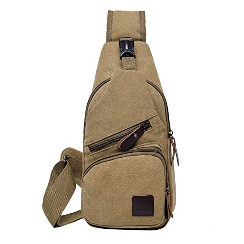 Herren Messenger Bag Fashion Outdoor Canvas Brusttasche Multifunktionale Tasche Reiserucksack Mikrofaser Kuriertasche, khaki, Einheitsgröße von Generisch