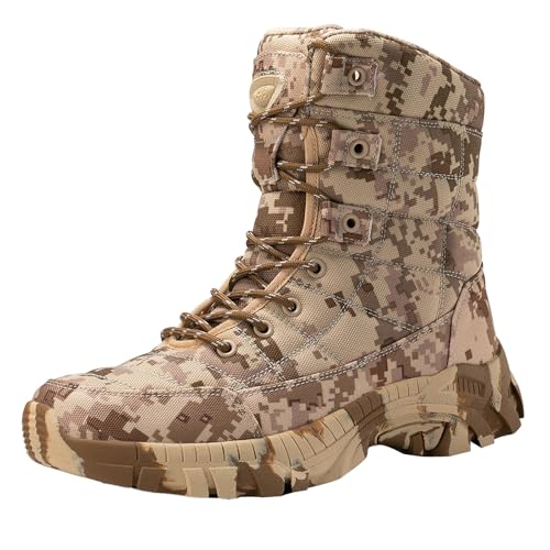 Herren Militär Stiefel Camouflage Armee Taktische Stiefel Sneaker Arbeitsstiefel Schuhe Hoch Rutschfeste Winterstiefel Wanderstiefel Trekkingstiefel Schneestiefel Warme Baumwollstiefel Outdoor Schuhe, von Generisch