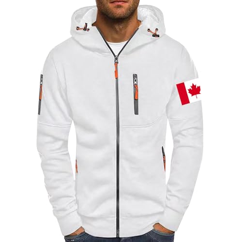Herren Mit Reissverschluss Sweatjacke Herren Mit Kapuze Druckte Sweatpullover Basic Pullover Classic Kapuzenpulli Herbst Winter Hoodie Übergangsjacke Wärme Winterjacke Leichtgewichtiger Cardigan von Generisch