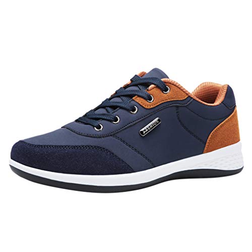 Herren Mode Casual Schnürschuh Leder Sport Laufschuhe Atmungsaktiv Schuh Herren Sneaker, blau, 42.5 EU von Generisch