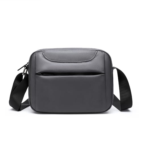 Herren Nylon Messenger Bag mit mehrlagigem Design - Große Kapazität Schulter Crossbody Satchel für Business Casual Reisen - Leichte Organizer-Tasche mit verstellbarem Riemen und mehreren Taschen, Grau Herren Nylon Messenger Bag mit mehrlagigem Design - Große Kapazität Schulter Crossbody Satchel für Business Casual Reisen - Leichte Organizer-Tasche mit verstellbarem Riemen und mehreren Taschen, Grau von Generisch