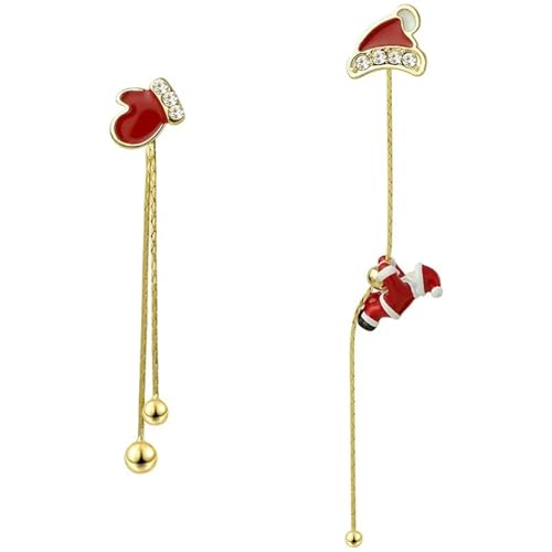 Herren Ohrringe Silber 925 Asymmetrical Snowflake Earrings 2024 Temperament Light High End Silber Grüne Ohrringe (Red, One Size) von Generisch