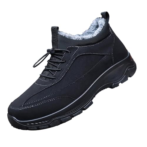 Herren Outdoor Schuhe Wasserdicht Schneeschuhe Dickes Fleece Wanderschuhe Rutschfest Wanderstiefel Weich Leicht Trekkingschuhe Gemütlich Schnürstiefeletten Thermal Winterschuhe Große Größe von Generisch