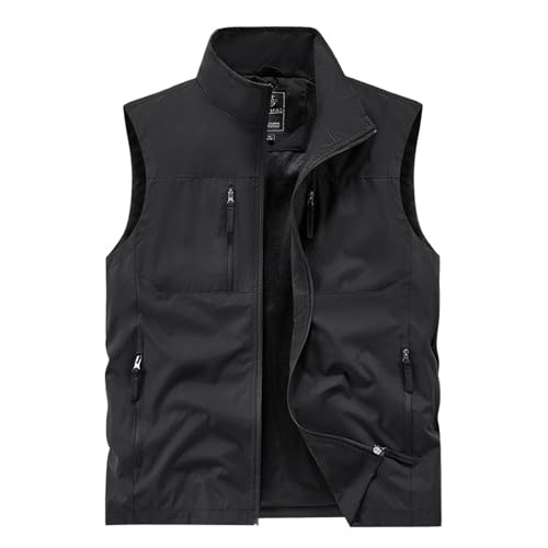 Herren Outdoor Weste Plus Size Oberteile wasserdichte Laufweste mit Vielen Taschen Schnelltrocknende Freizeitweste Leicht Reporterwesten von Generisch