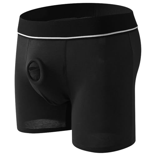 Herren PU-Leder Boxershort Vorne Offen Mesh Unterwäsche Transparent Clubwear Sissy Dessous Reizwäsche Große Größen Unterhosen Erotik Höschen String Tanga Vorne Offen Hinten Unterwäsche Cosplay-Kostüme von Generisch