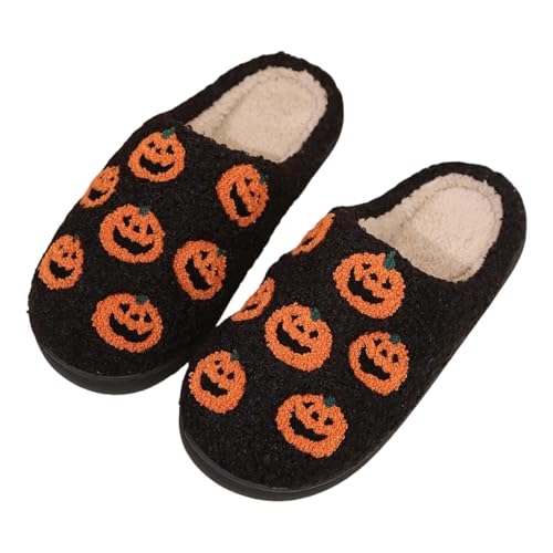Herren Pantoffeln Filz Mit Gummisohle Bequeme Hausschuhe Herren Winterhausschuhe Kuschelig Kürbis Hausschuhe Lustig Halloween Pantoffeln Filzhausschuhe Hinten Offen Baumwollschuhe Leichte Filzschuhe von Generisch