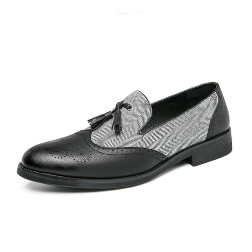 Herren Penny Loafers Quasten Casual Slip On Schuhe und Party Jäten Kleid Schuhe für Männer, Schwarz , 44 EU von Generisch