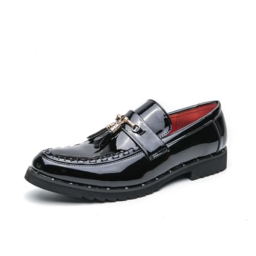 Herren Penny Loafers mit Quasten, lässige Slip-On-Schuhe, Party, Jäten, Kleid Schuhe für Herren, Schwarz , 41 1/3 EU von Generisch