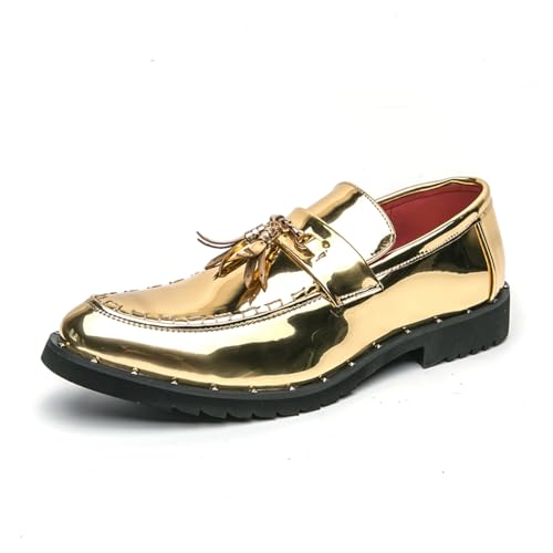 Herren Penny Loafers mit Quasten, lässige Slip-On-Schuhe, Party, Jäten, Kleid Schuhe für Herren, gold, 42 2/3 EU von Generisch