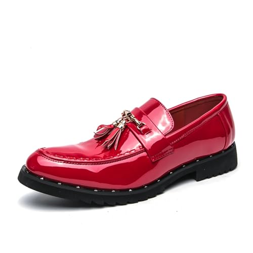 Herren Penny Loafers mit Quasten, lässige Slip-On-Schuhe, Party, Jäten, Kleid Schuhe für Herren, rot, 38 2/3 EU von Generisch