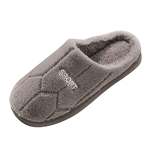 Herren Plüsch Hausschuhe Bequeme Weiche Slipper Mit Fell Geschlossene Männer Kappe Flauschige Baumwoll Für Home Winter Warm Rutschfeste Pantoffeln Hause Hausschuhe (Brown, 44-45) von Generisch