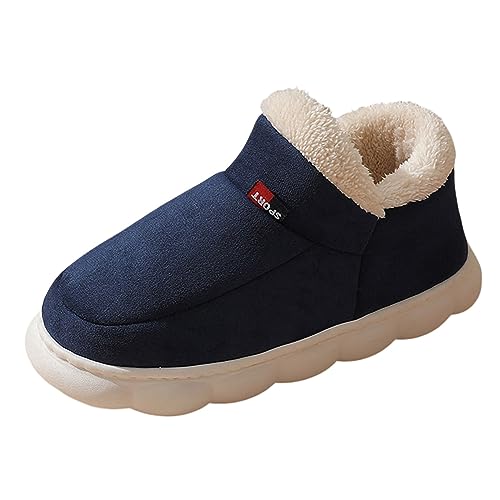 Herren Plüsch Hausschuhe Herren Bequeme Weiche Einheitsfarbene Home Winter Warm Rutschfeste Männer Pantoffeln Slippers Einfarbig Dickes Profil Dämpfung Flauschig Slipper (Navy, 40) von Generisch