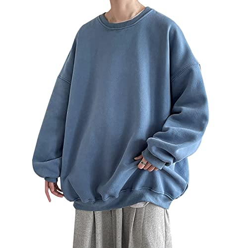 Herren Plüsch Pullover Teddy-Fleece Oberteile Oversize Sweatshirt Fuzzy Plüsch Teddy Pulli Tops für Herbst Winter 2024 von Generisch