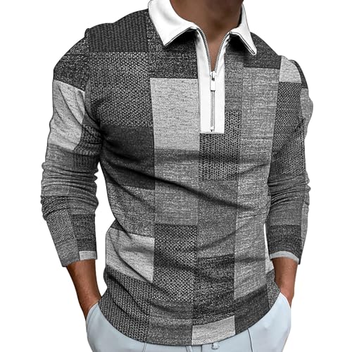 Herren Polokragen Pullover Langarm Feinstrick Polo Strickpullover Basic Einfarbig Männer Pulli Poloshirt Longsleeve Herren Sport Security Poloshirt Herren T-Shirt Herren 4XL Große Größen von Generisch