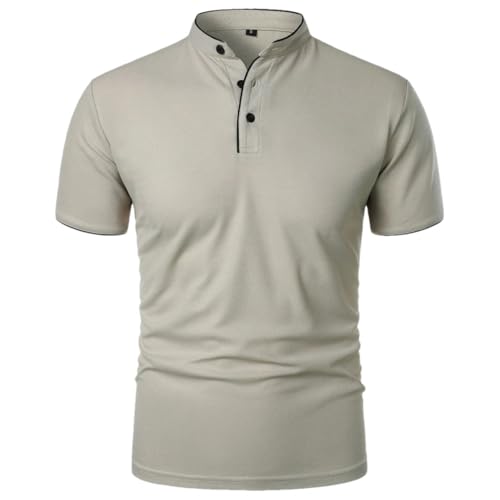 Herren-Poloshirt, kurzärmelig, atmungsaktiv, Spleiß-Top, hellgrau, L von Generisch
