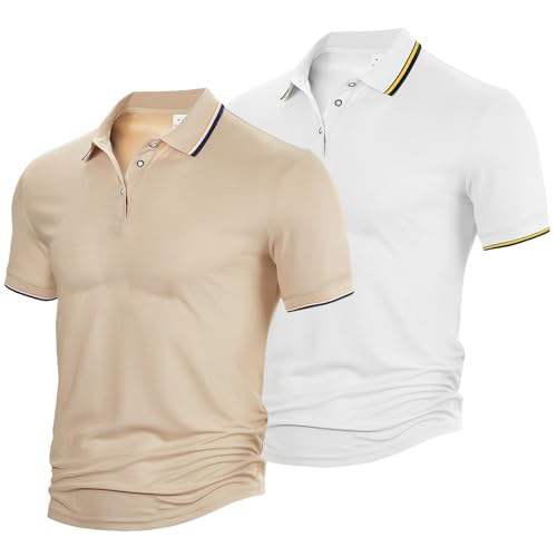 Herren Poloshirt 2er Set Kurzarm Baumwolle Polohemd Klassisches Atmungsaktiv Elastisch Sommer Golf Polo Tops Männer Regular Fit Tennis Polo mit Kontrast Stripes Outdoor Funktionsshirt Herren Poloshirt 2er Set Kurzarm Baumwolle Polohemd Klassisches Atmungsaktiv Elastisch Sommer Golf Polo Tops Männer Regular Fit Tennis Polo mit Kontrast Stripes Outdoor Funktionsshirt von Generisch