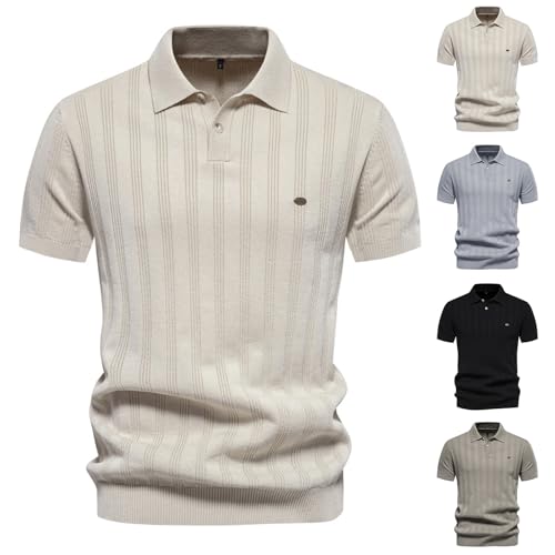 Herren Poloshirt Klassiker Kurzarm Rippstrick Sommer T Shirt Golf Polo Shirt,Basic Tshirt Herren für Arbeit/Urlaub von Generisch