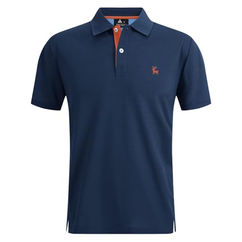 Herren Poloshirt Kurzarm, Trachten Poloshirt Herren Slim Fit Kurzarm Atmungsaktive Dünnes Business Leichtes Golf Bügelfreie Mode Sommer Retro Polo Shirts, Marineflotte, M von Generisch