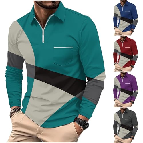 Herren Poloshirt Langarm Slim Fit - Tshirt Herren Langarm Mit Kragen Patchwork Langarmshirt Passform Polo T-Shirts Elegant Business Langarmshirts Frühling Und Herbst Outdoor Shirts Leicht Lässig Shirt Herren Poloshirt Langarm Slim Fit - Tshirt Herren Langarm Mit Kragen Patchwork Langarmshirt Passform Polo T-Shirts Elegant Business Langarmshirts Frühling Und Herbst Outdoor Shirts Leicht Lässig Shirt von Generisch