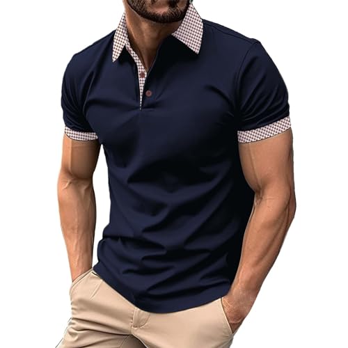 Herren Poloshirt mit Reißverschluss Revers T-Shirt Streetwear Tops Vintage Frühling Sommer Kurzarmshirt Polohemd Baumwoll Polo Poloshirt Herren Blau Poloshirt Herren Schwarz GrüN von Generisch