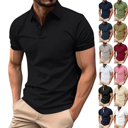 Herren Poloshirt mit Stehkragen oder Umlegekragen Männer Kurzarm Polo Shirt mit Modisches Knopfdesign Sommer Polohemd T-Shirt Freizeitshirt für Alltag und Freizeit Herren Poloshirt mit Stehkragen oder Umlegekragen Männer Kurzarm Polo Shirt mit Modisches Knopfdesign Sommer Polohemd T-Shirt Freizeitshirt für Alltag und Freizeit von Generisch