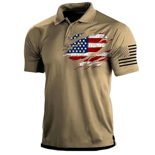 Herren-Poloshirt mit amerikanischer USA-Flagge, kurzärmelig, Golf-Shirt, kurzärmelig, 4. Juli Unabhängigkeitstag, Tops 2025, khaki, XL Herren-Poloshirt mit amerikanischer USA-Flagge, kurzärmelig, Golf-Shirt, kurzärmelig, 4. Juli Unabhängigkeitstag, Tops 2025, khaki, XL von Generisch