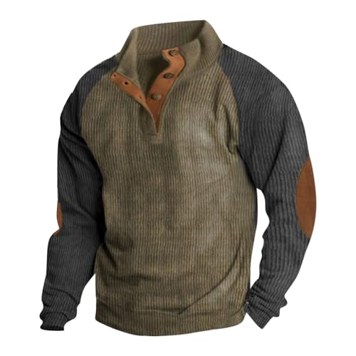 Herren Pullover, Und Winter Langarm Europäische Größe Outdoor Vintage Stehkragen Tops Strickjacken Für Pullover Hoodie Übergröße Fitness Klamotten Seterjacken Hoody Mit (XXL, Army Green) von Generisch