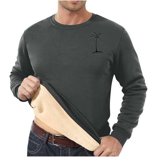 Herren Pullover Langärmliges Oberteil mit Rundhalsausschnitt aus Verdicktem Fleece mit Einfarbigem Boden Sweatshirt Casual Mode Sweater Weiche Stretch Jumper Pullover Herren Sweatshirt Ohne Kapuze von Generisch