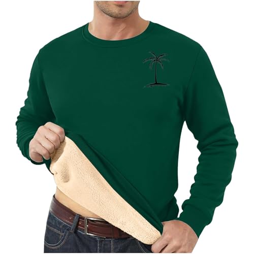 Herren Pullover Langärmliges Oberteil mit Rundhalsausschnitt aus Verdicktem Fleece mit Einfarbigem Boden Sweatshirt Casual Mode Sweater Weiche Stretch Jumper Pullover Herren Sweatshirt Ohne Kapuze von Generisch