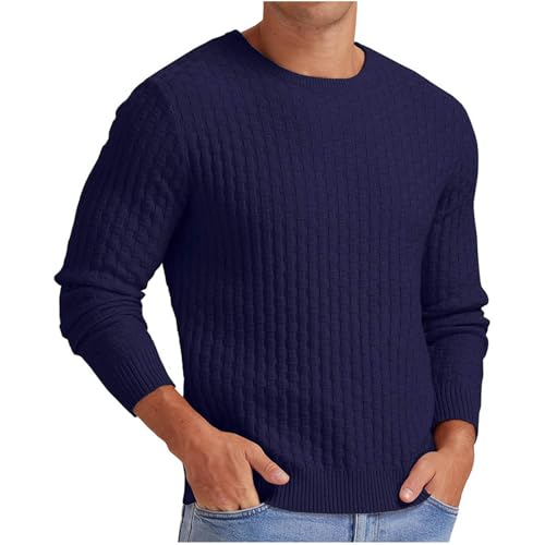 Herren Pullover Rundhals Gestrickt Sweatshrit Langarm Strickpullover Einfarbig Winterpullover Winter Freizeit Pulli Stretch Bequem Sweater Regular Fit Feinstrickpullover Strickpulli Oberteile von Generisch