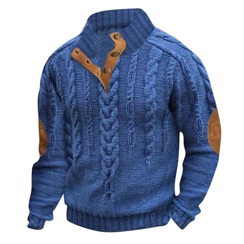 Herren Pullover Strickpullover mit Rundhals Langarm Sweatshirt Freizeit Slim fit Feinstrick Winterpullover kapuzenjacke herren gefüttert pullunder herren blau strickjacke lang herren baumwolle knöpfe von Generisch