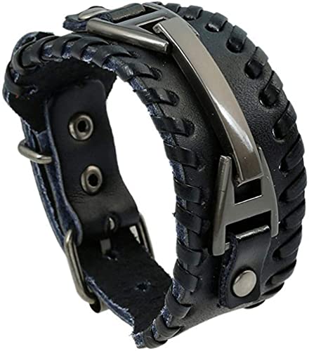Herren Punk Rock Armband Retro Weben PU Armband Manschette Armband Schwarz von Generisch