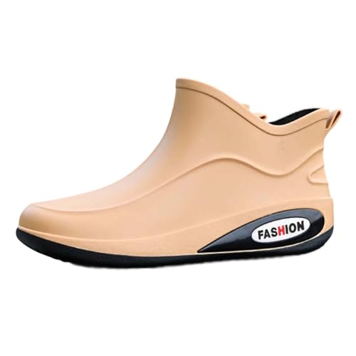 Herren Regen Schuhe rutschfeste Gummischuhe Modische Wasserfestigkeit Alltags Fußbekleidung für Regenschauer Modische Regenstiefel Trendiges Design für regenfreundliche Outfits (Brown, 40) von Generisch
