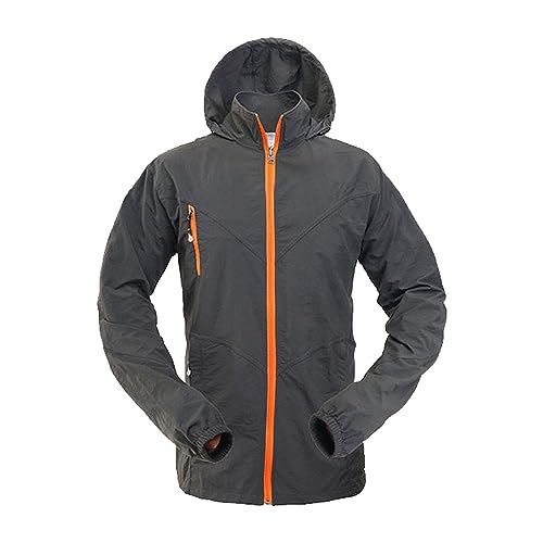 Herren Regenjacke Leicht Schwarz, Sweatjacke Herren Schwarz Mit Kapuze Wanderjacke Mit Reissverschluss Freizeitjacke Bequeme Herrenjacke Stretch Outdoorjacke Einfarbig Herrenmantel Große Größen von Generisch
