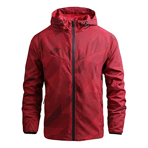 Herren Regenjacke Wasserdicht Windjacke Winddicht Outdoorjacke Männer Regenmantel Reißverschluss Herbst Jacke Dünn Softshelljacke Leichte Übergangsjacke Atmungsaktiv Regenparka Camping Sommerjacke von Generisch