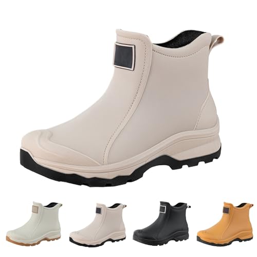 Herren Regenstiefel Gummistiefel Halbhoch wasserdichte Stiefel Herren Regenschuhe Weich rutschfest Gartenschuhe Abriebfest Arbeitsschuhe Bequem Gummischuhe Verschleißfest (b-Grey, 43) von Generisch