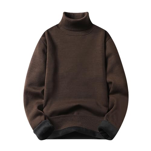 Herren Rollkragen Pullover Feinstrick Pullover mit Rundhalsausschnitt Solid Arbeitspullover Sweat Männer Baumwolle Pullover Zipper Langarm Sweat Basic Pullover Mit Knopfleiste Sweater Männer von Generisch